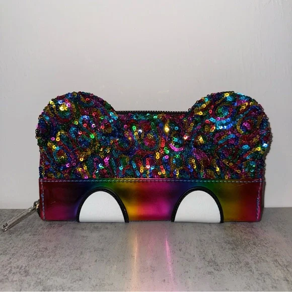 Disney Parks Loungefly Sequin Mickey Mouse Rainbow Set (Wallet LE) - Picture 8 of 11